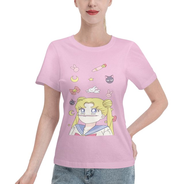 Women's Basic Short Sleeve T-Shirt Sailor Moon Moon Hare