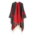 thumbnail image 1 of WJSX Liquidation d'Économies d'Hiver! Châle Uni pour Femmes Col Chaud à Franges Cape Tricotée Unie Châle et Étoles Rouge, 1 of 1