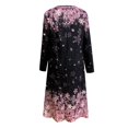 thumbnail image 3 of Robes pour Femmes Dames Décontractées Mode Imprimées Col Boutonné Robe à Manches Longues avec Poches Noir G, 3 of 4