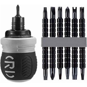 YYV 12-In-1 Visseuse à cliquet Multi-Bit Stubby Set réglable Longueur réversible Fin Compact Portable Ratch Driver avec des bits assortis pour la réparation à domicile et DIY