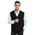 thumbnail image 2 of TOPTIE Men Sweater Vest Solid Knitted Lightweight Thermal Cardigan-Black-L, 2 of 10