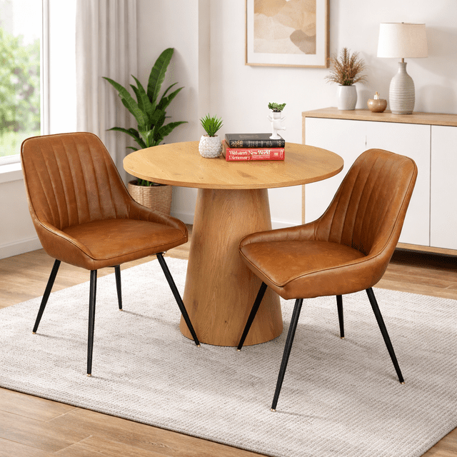 KOSSMAI Set of 2 Upholstered Side Dining Chairs in Faux Leather