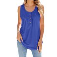 thumbnail image 1 of Timegard Womens Tank Tops Round Neck Button Ruched Eyelet Sleeveless Top Casual Tunic Top for Leggings, 1 of 5