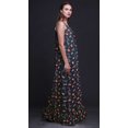 thumbnail image 4 of Bimba Bleu Marine Foncé Feuilles Florales et Tulipes Vêtements de Nuit pour Femmes Nuisette Imprimée Robe Maxi à Bretelles Spaghetti Vêtements de Nuit XXX-Large, 4 of 5