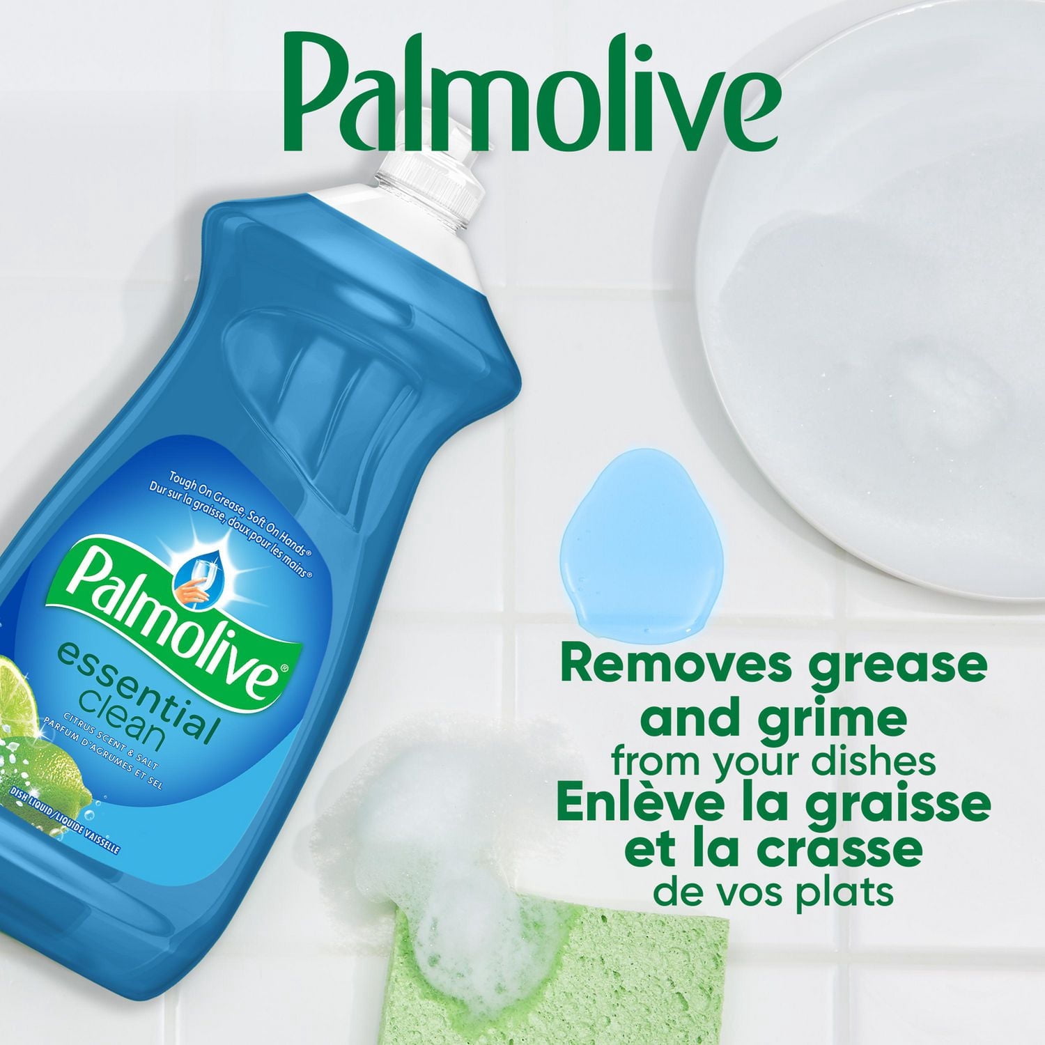 Savon à vaisselle liquide Palmolive Essential Clean, parfum d’agrumes + sel - 828 ml