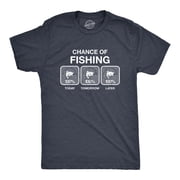 100% Chance of Fishing T Shirt Funny Outdoor Fishing Newty Camp Tee (Heather Navy) - L pour homme