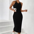 thumbnail image 2 of Oksale Robes Moulantes pour Femmes Sans Manches Côtelées Robe Maxi Ajustée Douce Extensible Confortable Col Ras du Cou Dos Nu Robes d'Été pour Fête de Vacances Noir m, 2 of 7