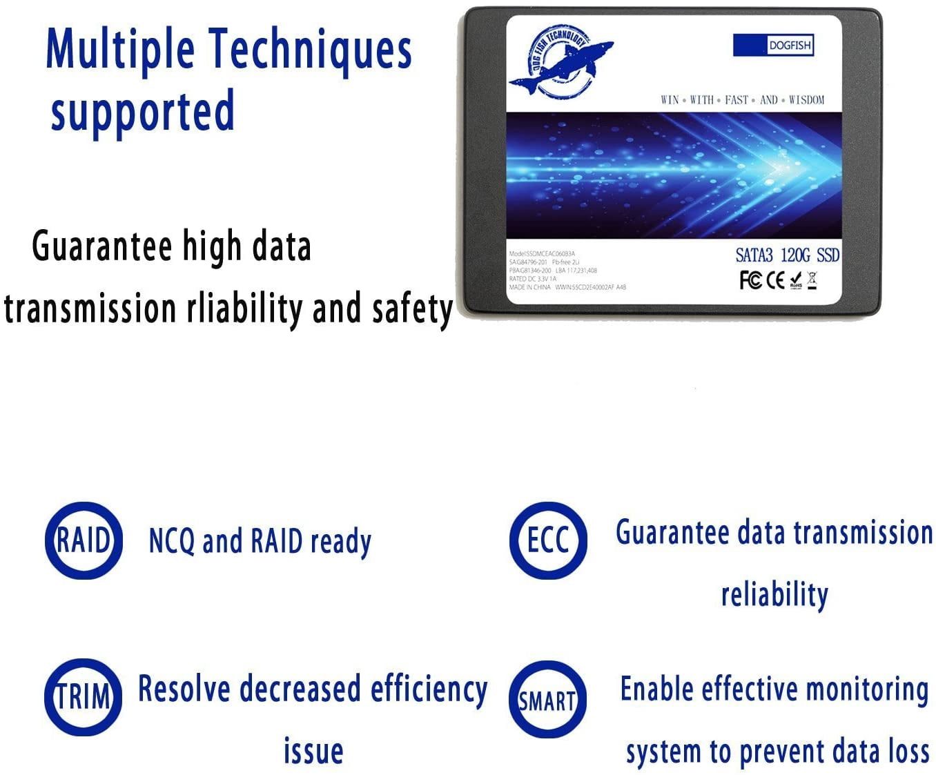 Dogfish SSD 60GB SATA III 2.5 Inch Internal Solid State Drive 7MM Height Performance Hard Drive MLC SLC PC Laptop Hard