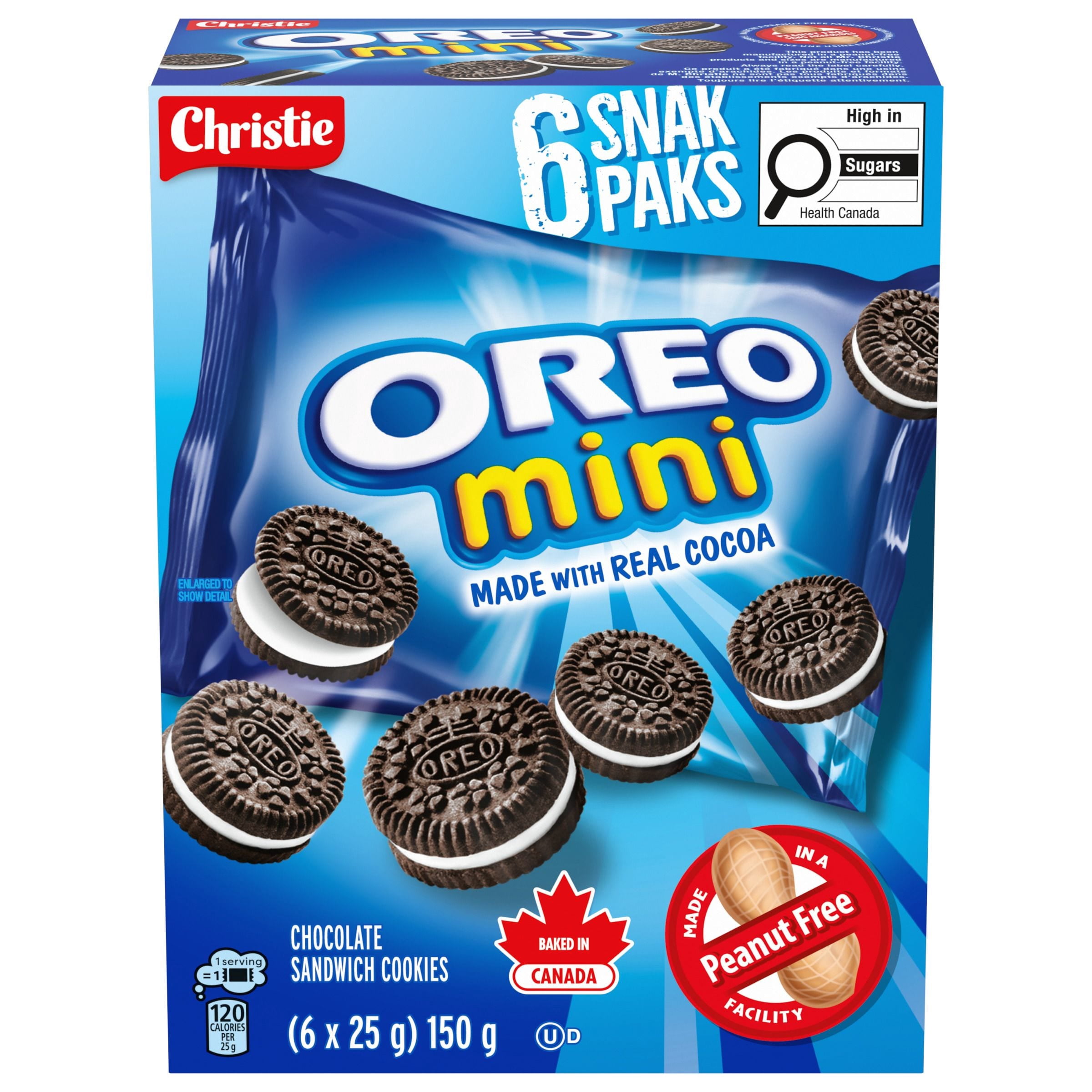 OREO, Mini Original Chocolate Sandwich Cookies, Made in a Peanut-Free Facility, Individually Wrapped, Snack Pack, School Snacks, Baked in Canada