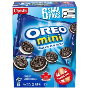 OREO, Mini Original Chocolate Sandwich Cookies, Made in a Peanut-Free Facility, Individually Wrapped, Snack Pack, School Snacks, Baked in Canada