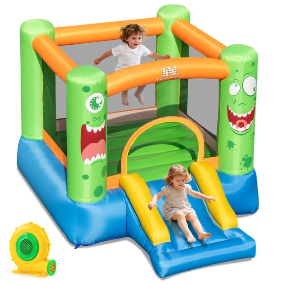 Costway Inflatable Castle Bounce House Jumper Kids Playhouse with Slider and 550W Blower