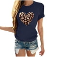 thumbnail image 2 of Soki T-Shirts Décontractés pour Femmes à Imprimé Léopard, Col Rond, Manches Courtes, 2 of 5