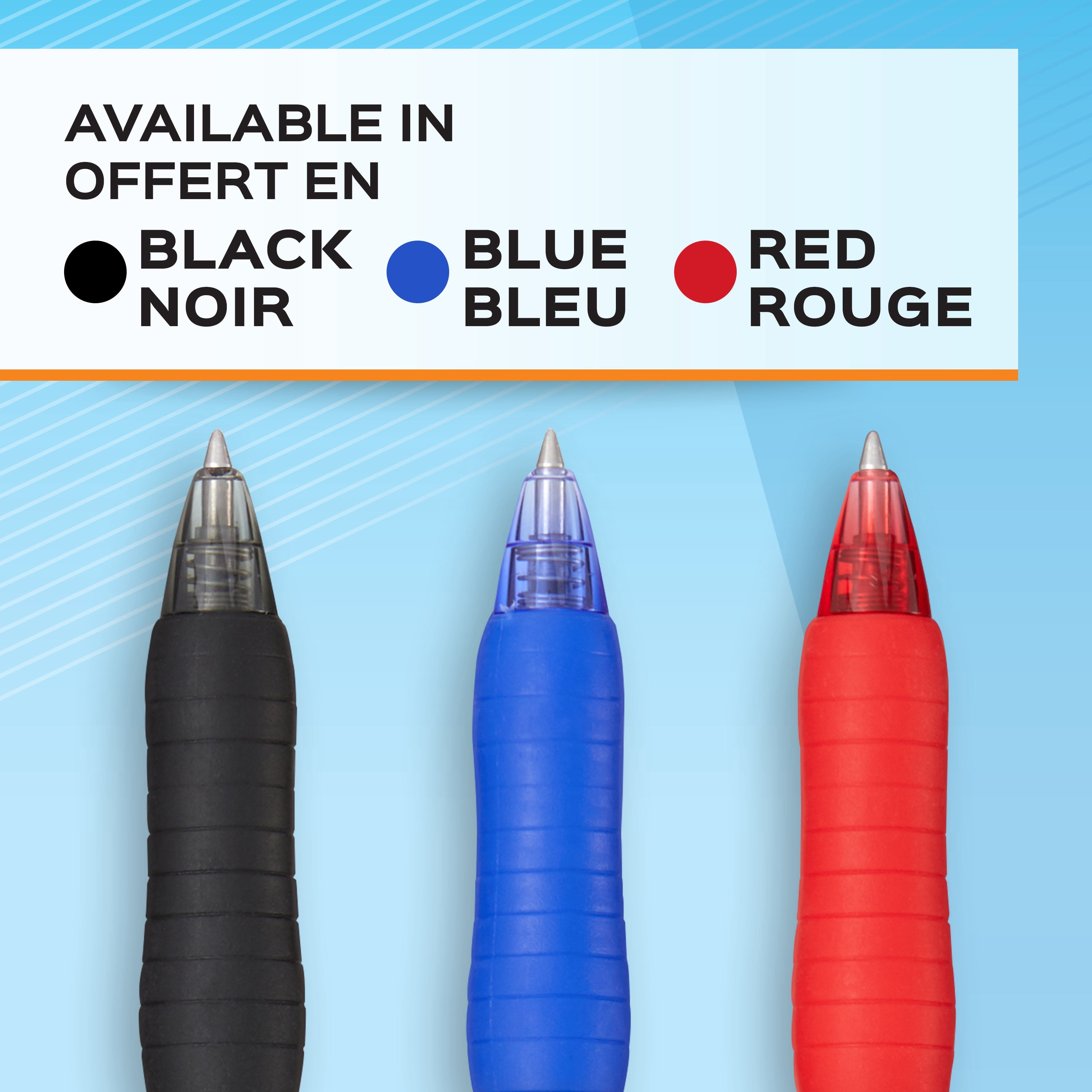 Stylo gel Paper Mate Profile, stylos rétractables, pointe moyenne (0,7 mm), noir, 4 unités