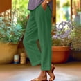 thumbnail image 2 of Dealovy Plus Size Pants for Women Cotton Linen Elastic Waisted Casual Summer Beach Trousers with Pockets, 2 of 5