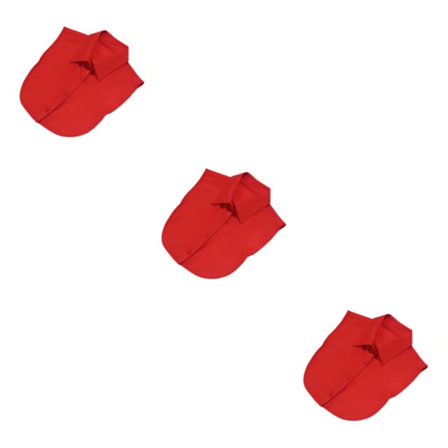 QualitChoice Simple Design Solid Color False Collar Formal Fashion Chiffon Fake Half Shirt Decorative Detachable Lapel Clothing Decor Red Point 3PCS