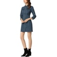 thumbnail image 4 of INSPIRE CHIC Robe en Denim pour Femme Manches 3/4 Boutonnée Mini Robe Chemise en Jean m Bleu Moyen, 4 of 6
