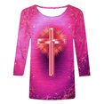 thumbnail image 4 of Xihbxyly Hauts pour Femmes Manches 3/4 T-shirt Imprimé Col Rond de Pâques Manches 3/4 Chandail Col Rond Articles en Liquidation, 4 of 4
