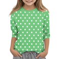 thumbnail image 2 of COM1950s Shirts for Girls, Children's Fashion Solid Color 3/4 Sleeve Round Neck Tops/Shirt, 2 of 8