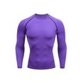thumbnail image 1 of MAWCLOS Mens Summer Tops Crew Neck Sport T Shirt Solid Color Compression Shirts Breathable Running Long Sleeve Tee Purple 2XL, 1 of 2