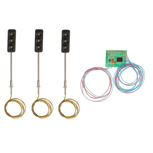 Decodeary Pack of 3 50mm Model 3-Light Metal Traffic Signal Lights Bright LED 5-6V Type 1 1Set