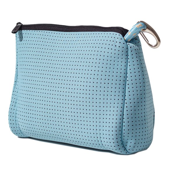 POPUPS Grand Sac de Maquillage avec Fermeture Éclair - Sac Cosmétique en Néoprène Imperméable 7.7 x 10.75 x 5 Pouces - Pochette Bleu Ciel