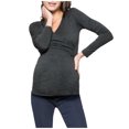 thumbnail image 1 of Maternity Tops Long Sleeve Women Pregnant Nusring V-Neck Long Sleeve Tops Solid Ruffle Blouse Top, 1 of 9