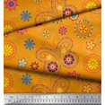 thumbnail image 2 of Soimoi Orange Polyester Crepe Fabric Insect & Floral Clip Art Decor Fabric Printed BTY 42 Inch Wide, 2 of 3