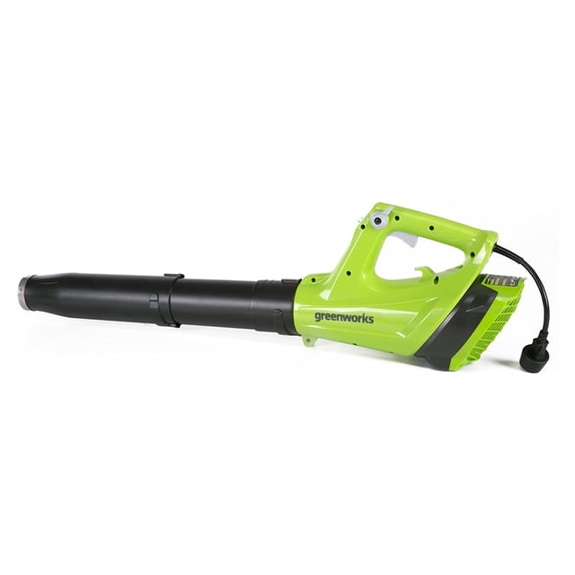Greenworks Souffleur de Feuilles Filaire 9 a 530 CFM avec Poignée Ergonomique Verte et Buse Noire, Conçu pour des Travaux de Cour Efficaces. Ce Souffleur axial Filaire Offre une Autonomie Illimitée et Doté d'Une Gâchette à Vitesse variable et d'Un Verrou de Cordon pour Plus de Commodité. Idéal pour Dégager les Feuilles, les patios et les Entrées.