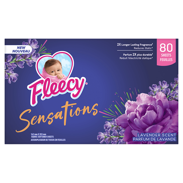 Fleecy Sensations Dryer Sheets, Lavender Scent, 80 Sheets