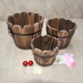 thumbnail image 4 of Minkissy 2 Pcs Pot de Plante en Bois Brun Forme de Baril Design Simple pour Jardinière à Fleurs, 4 of 8