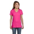 thumbnail image 2 of Hanes T-Shirt à Col en V Nano-T pour Femmes, m, Rose Wow, 2 of 6