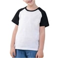 thumbnail image 2 of VKOYWKM T-Shirts pour Tout-Petits Garçons Filles à Blocs de Couleur Raglan Hauts Mignons Col Rond Manches Courtes T-Shirts Petites Filles Chemise de Rentrée, 2 of 9