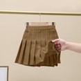 thumbnail image 4 of MIASHUI Jupe Plissée Mini pour Filles Taille Haute Tennis Uniforme Scolaire Jupes, Café, 9-10 Ans, 4 of 5