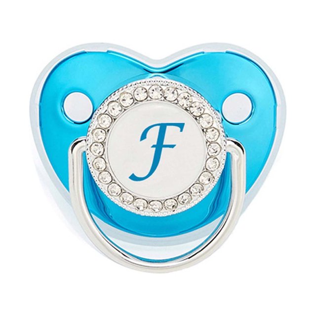 XZNGL Pacifier Clips Baby Girl Baby Pacifier 26 Letter Name Initials Clip Silicone Baby Pacifier Golden Shiny Newborn Pacifier Silicone Pacifier Clip