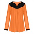 thumbnail image 4 of FAIWAD Womens Tunic Tops Long Sleeve Color Block V Neck Button Down Pleated Flowy Pullover Tops, 4 of 6