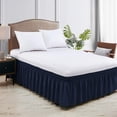 thumbnail image 2 of Wrap Around Bed Skirt 21" inch Drop Easy Care Microfiber Made Bedskirts (Queen-Navy Blue), 2 of 6