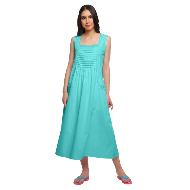 Moomaya Robe de Nuit Évasée en Coton Unie pour Femmes