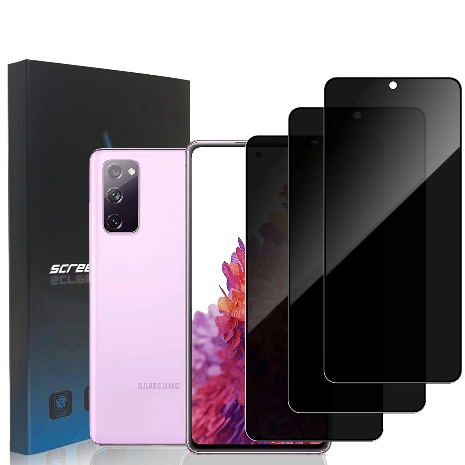 Zonyee [3 Pack] Privacy Screen Protector Compatible for Samsung Galaxy S20 FE 6.5-inch, Anti-Spy Tempered Glass Film, Scratch Resistant, Easy Install, Bubble-Free