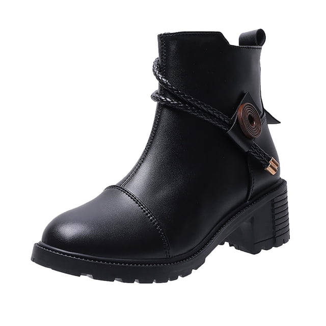 B91xZ Bottes à Lacets pour Femmes Bottes Chelsea Mode Confort Bottines à Talon Bas,Noir 7