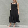 thumbnail image 4 of Robe Débardeur Décontractée en Coton et Lin pour Femmes avec Poches Maxi, Couleur Unie, Robe Bohème, 4 of 9