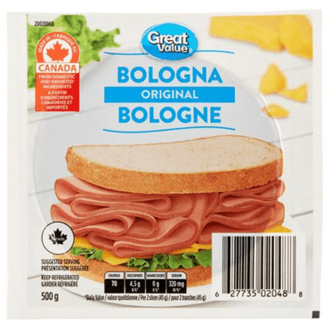 Bologne original en tranches sous vide Great Value, 500 g