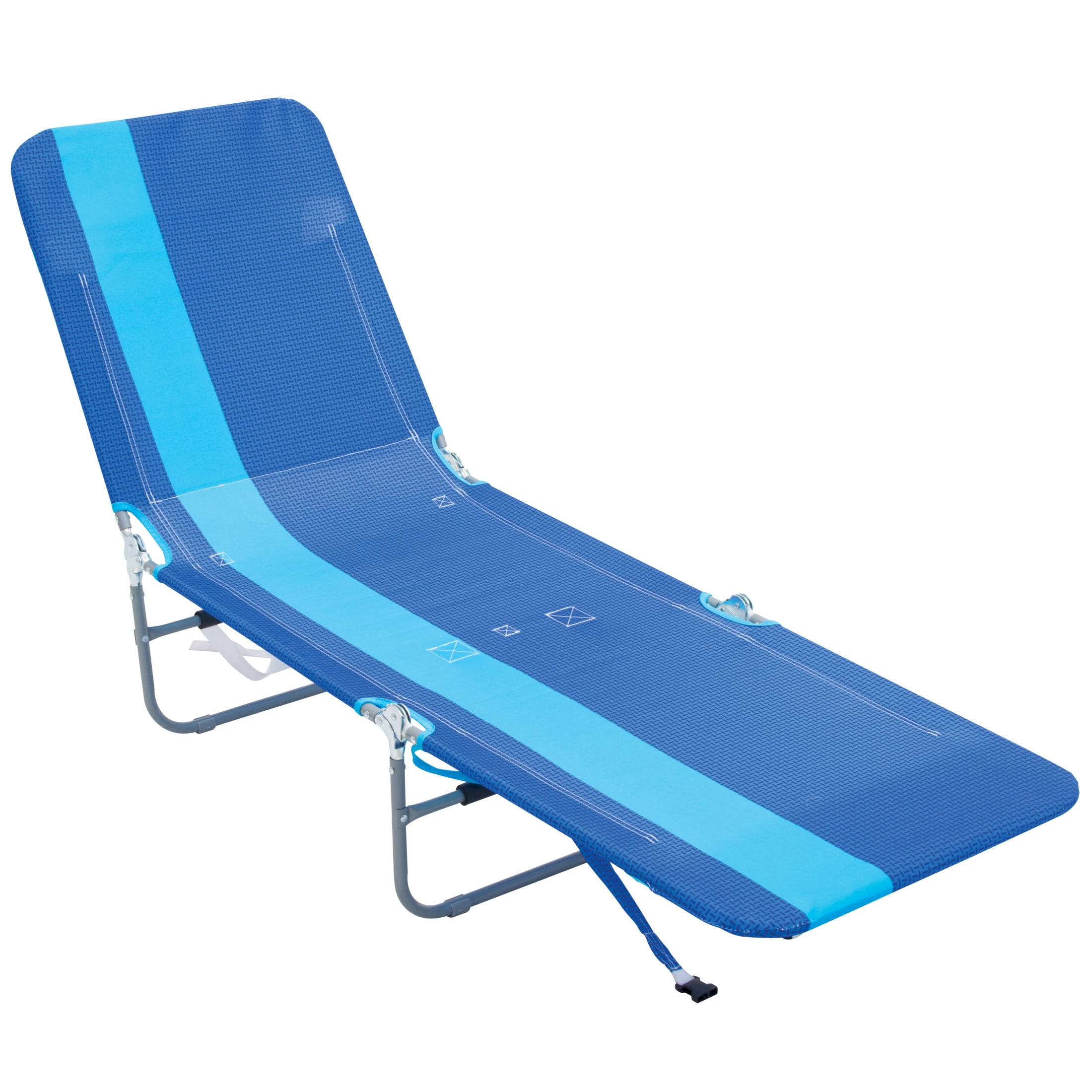 Rio Beach Portable Folding Backpack Lay Flat Beach Lounge Chair With Backpack Straps And Storage Pouch, Blue Stripe