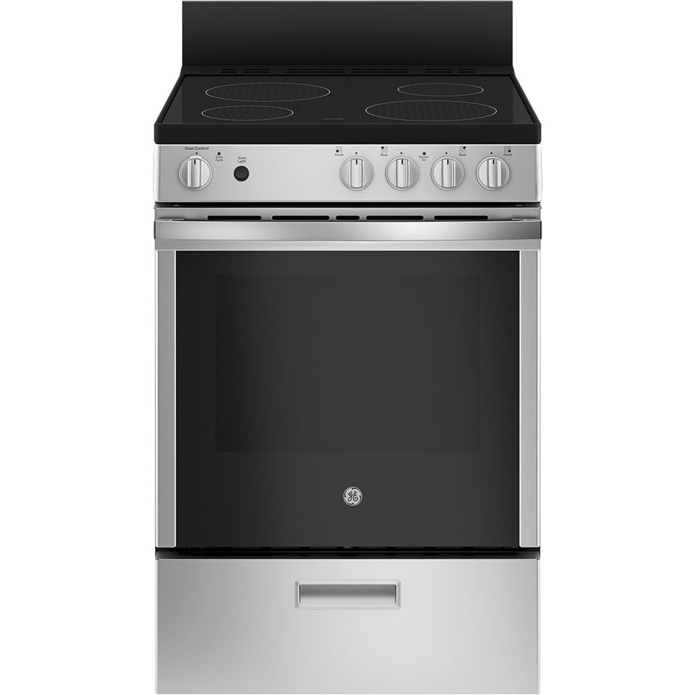 GE Cuisinière Électrique à Insertion 24 Pouces avec Tiroir de Rangement en Acier Inoxydable - JCAS640RMSS