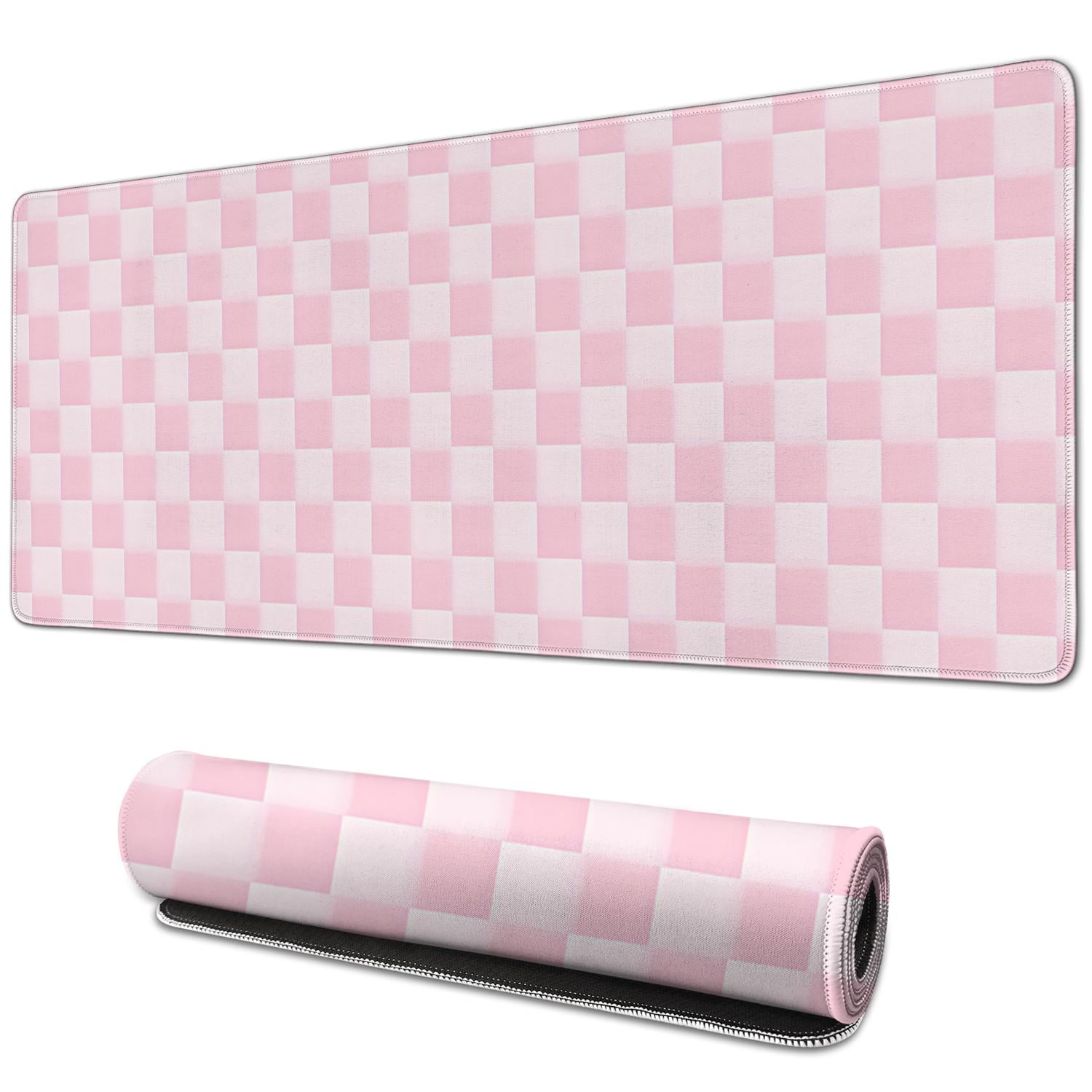 Chic Pastel Checkered Mouse Pad - Perfect Boho Addition to Your Home Office, Anti-Slip Rubber Base, Ideal for Computers & Laptops, 31.5x11.8in, Enhances Workspace Aesthetic