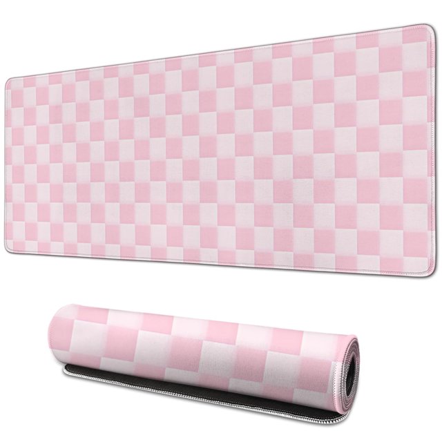 Chic Pastel Checkered Mouse Pad - Perfect Boho Addition to Your Home Office, Anti-Slip Rubber Base, Ideal for Computers & Laptops, 31.5x11.8in, Enhances Workspace Aesthetic