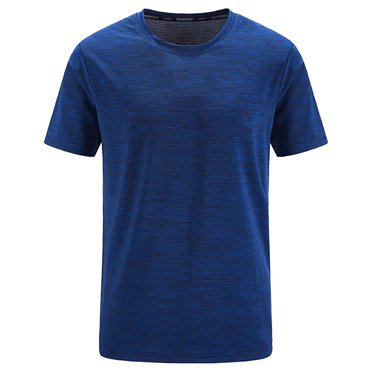 BOBOGOJP Tee-Shirt à Manches Courtes pour Hommes Adultes, Chandail Décontracté à Manches Courtes, Col Rond Rayé (Bleu, m)