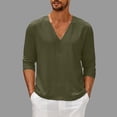 thumbnail image 2 of GigrtiJin Mens Long Sleeve T-Shirt Casual Fall V Neck Solid Color Tops Blouses Plus Size Basic Pullover Undershirt, 2 of 6