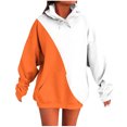 thumbnail image 1 of JGGSPWM Womens Color Block Drawstring Hooded Sweatshirt Fleece Hoodies Long Sleeve Shirts Pullover Fall Outfits with Pocket Orange S, 1 of 5