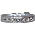 thumbnail image 1 of Double Crystal And Spike Croc Dog Collar Silver Size 12, 1 of 1
