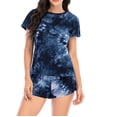 thumbnail image 4 of Teissuly Pyjama pour Femmes Mode Imprimé Teinture sur Nœuds Manches Courtes Survêtement Tenue de Nuit Ensemble de Sommeil, 4 of 7